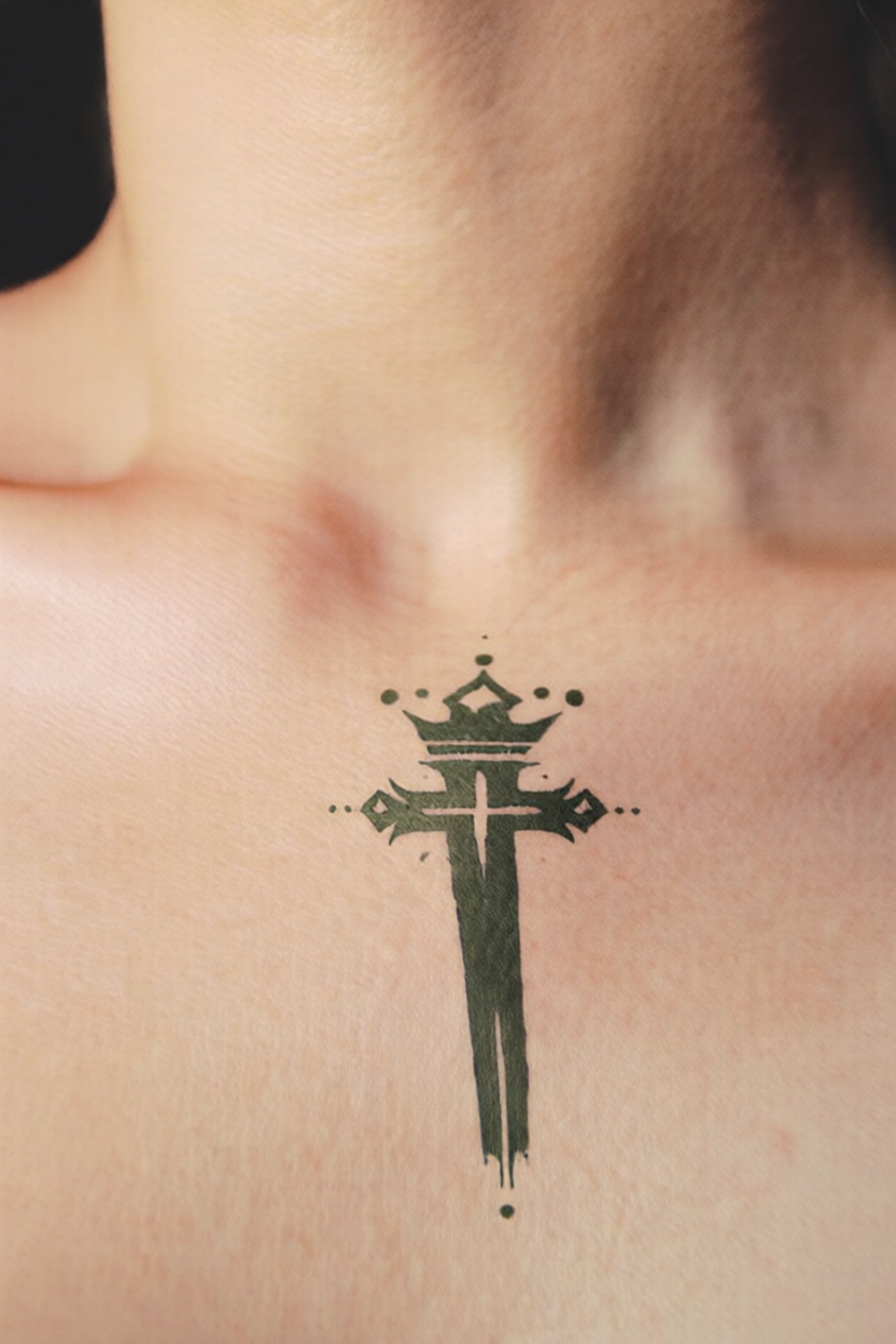 Crown of Faith - Confidence Buff Tattoo for interviews, stages, negotiations, comebacks, and exam days