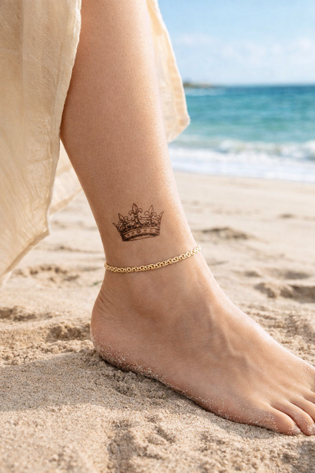 Fleur-de-lis Crown | Regal Elegance in Ink | SkinBuffs | Semi-Permanent Tattoo